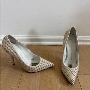 White Studded High Heels